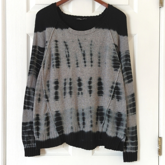 Gypsy 05 Global Village Lightweight Tie Dye Wool Blend Scoop Neck Sweater Gray M - Picture 1 of 11